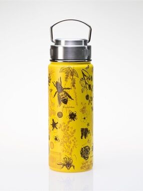 Cognitive Surplus Honey Bee Stainless Steel Water Bottle Flask Yellow 18.6 oz